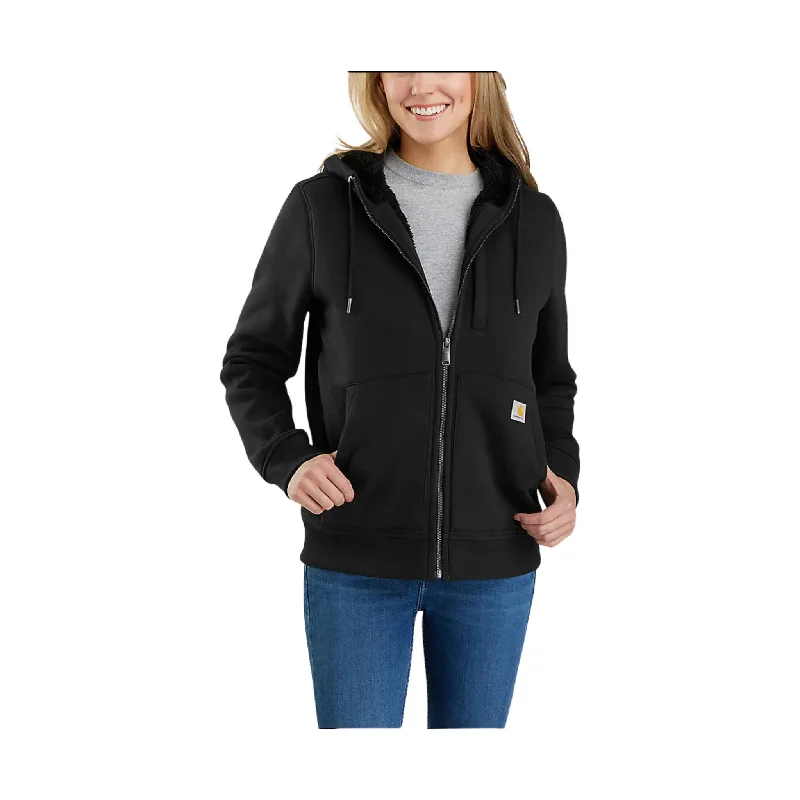 Carhart Women's Relaxed Fit Midweight Sherpa Lined Full Zip Sweatshirt - Black